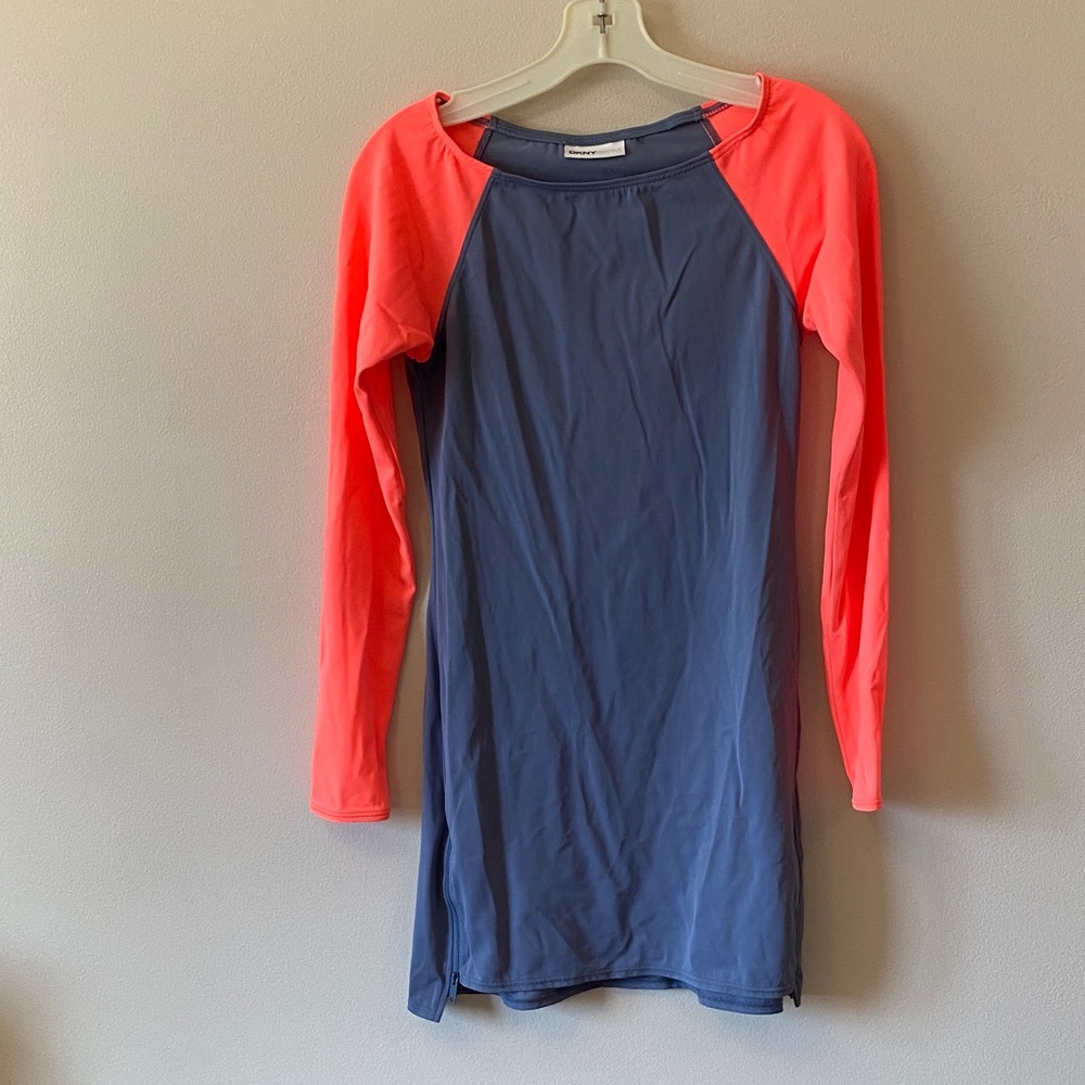 Blue and Pink Long Sleeve Swim Dress